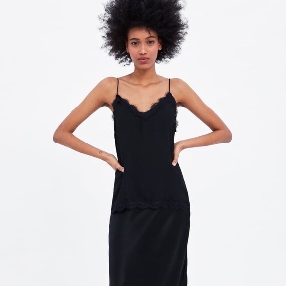 zara lace camisole dress Zara Silk Blend Lace Camisole Dress